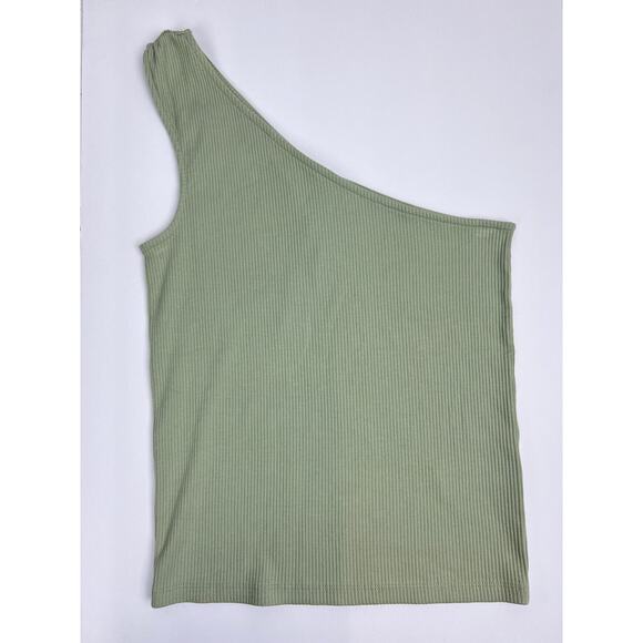 NWT J. Crew Top One Shoulder Tank Ribbed Green Capsule Basic Summer Minimalist - Picture 1 of 5
